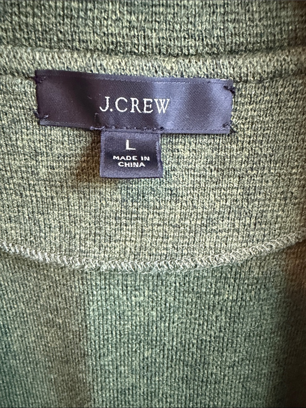 J. Crew Olive Green Open-Front Coatigan with Patch Pockets - Picture 2 of 4